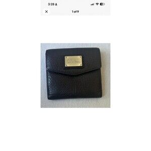 COLE HAAN Brown Leather Small Bifold Wallet Credit Card, Money, Change -Snap